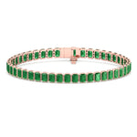 Bezel Set Emerald Cut Natural Green Emerald Tennis Bracelet Rose Gold 14K 18K