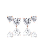 Double Heart Natural Diamond Studs-Rose Gold-14K-18K