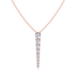 Graduated Natural Diamond Drop Pendant Rose Gold 14K 