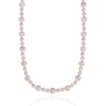 Alternating Size Bezel Set Natural Diamond Tennis Necklace Rose Gold 18K