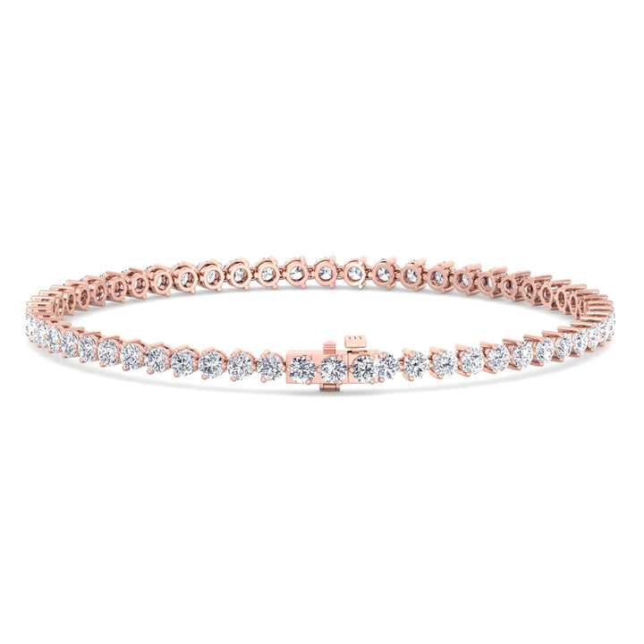 3-Prong Natural Diamond Tennis Bracelet - Martini Style 18K Solid Gold