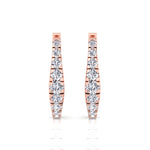 Graduated Round Shape Natural Diamond Huggie Hoop Earrings Rose Gold