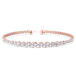 3-Prong Graduated Natural Diamond Tennis Bracelet Rose Gold