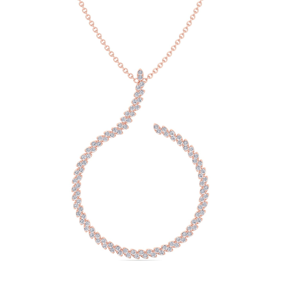 4.8CT T.W. Circle Swirl Pendant with Marquise Shape Rose Gold 14K 18K