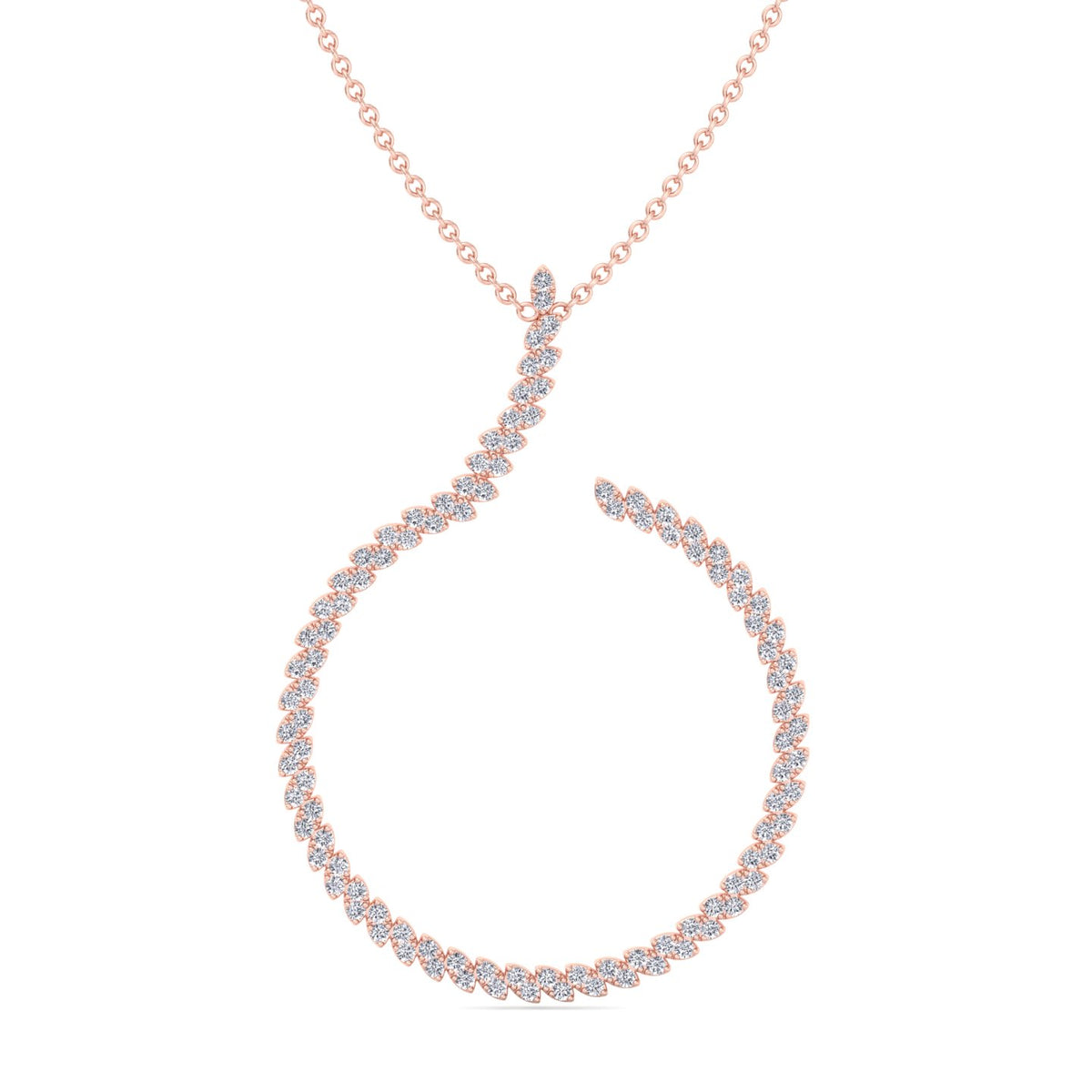 4.8CT T.W. Circle Swirl Pendant with Marquise Shape Rose Gold 14K 18K
