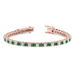 Estelle - Natural Diamond & Emerald Tennis Bracelet - Gem Jewelers Co