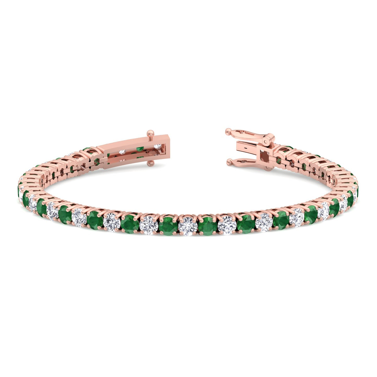 Estelle - Natural Diamond & Emerald Tennis Bracelet - Gem Jewelers Co