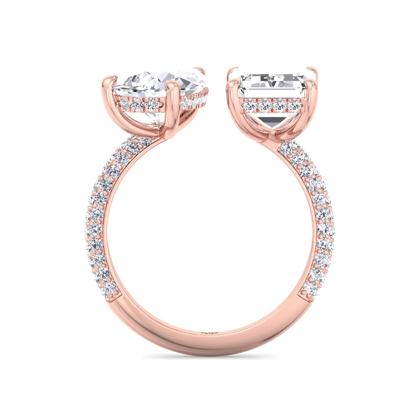 Leani - Toi Et Moi Hidden Halo Emerald and Pear Shape Diamond Engagement Ring - Gem Jewelers Co