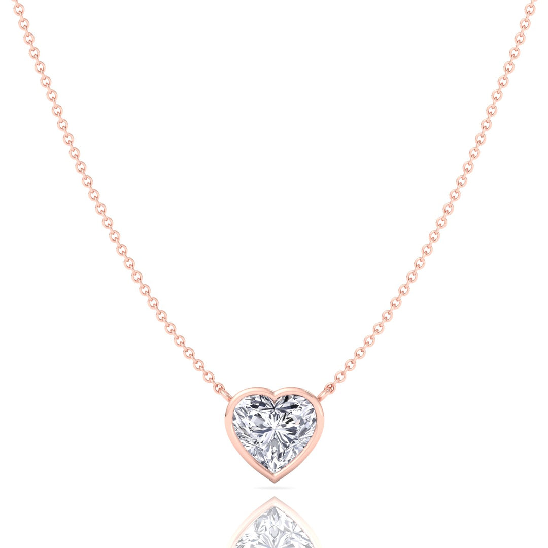 Heart Shape Natural Diamond Bezel Set Pendant