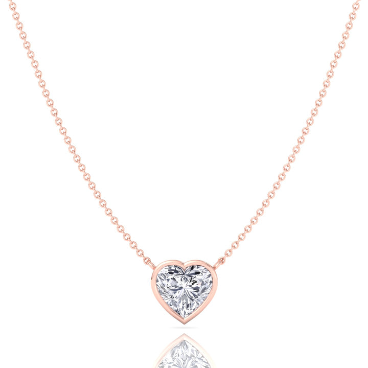 Heart Shape Natural Diamond Bezel Set Pendant