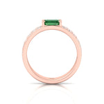 Natural Green Emerald Cushion Cut with Pave Eternity Band RG 4