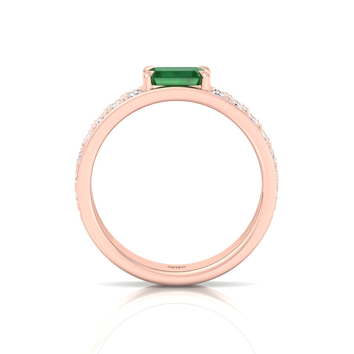 Natural Green Emerald Cushion Cut with Pave Eternity Band RG 4
