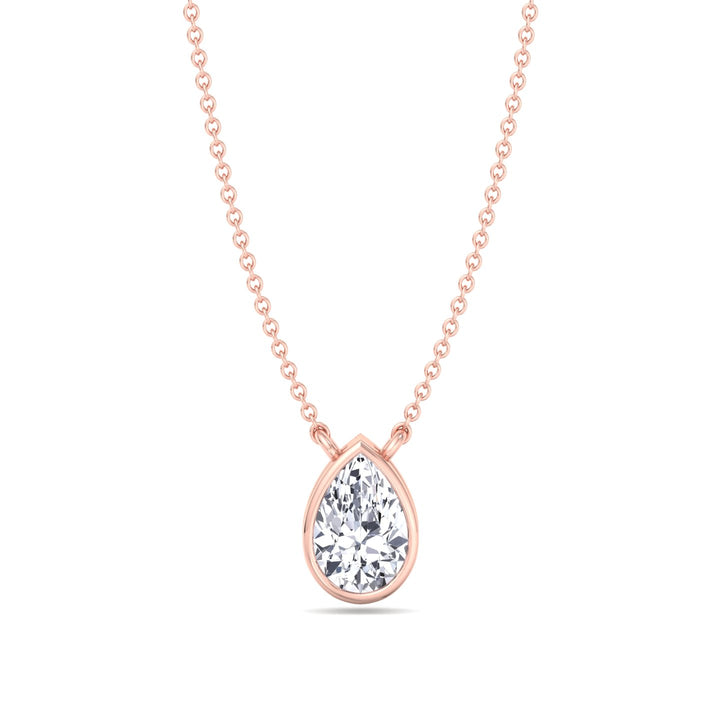 Miza - Bezel Set Pear Shape Diamond Pendant