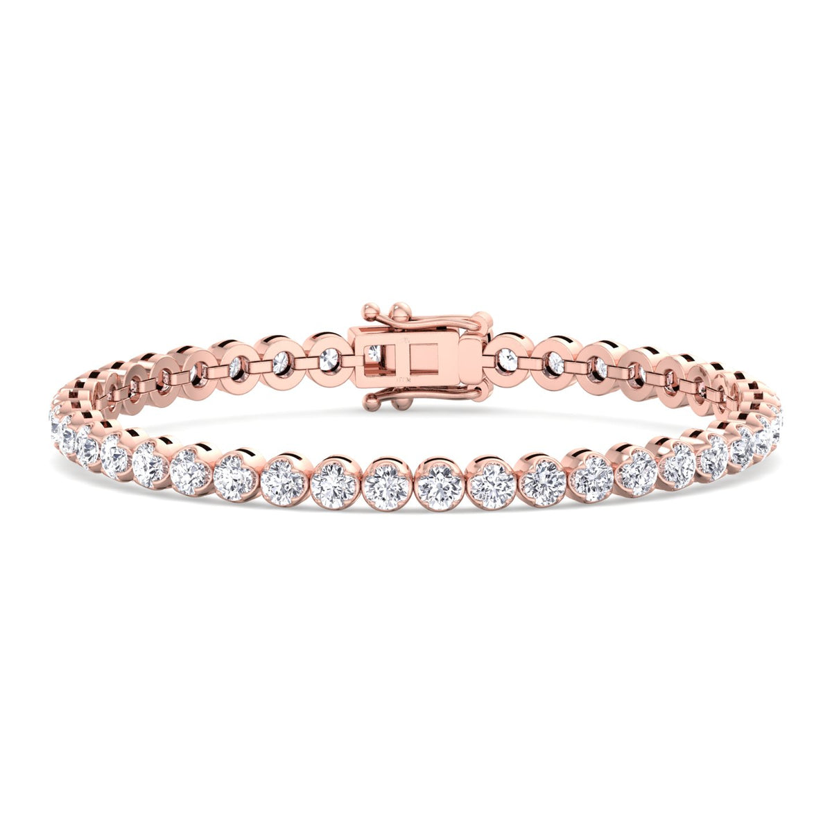 14K Rose gold natural diamond tennis bracelet crown prong