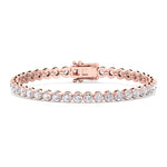 14K Rose gold natural diamond tennis bracelet crown prong