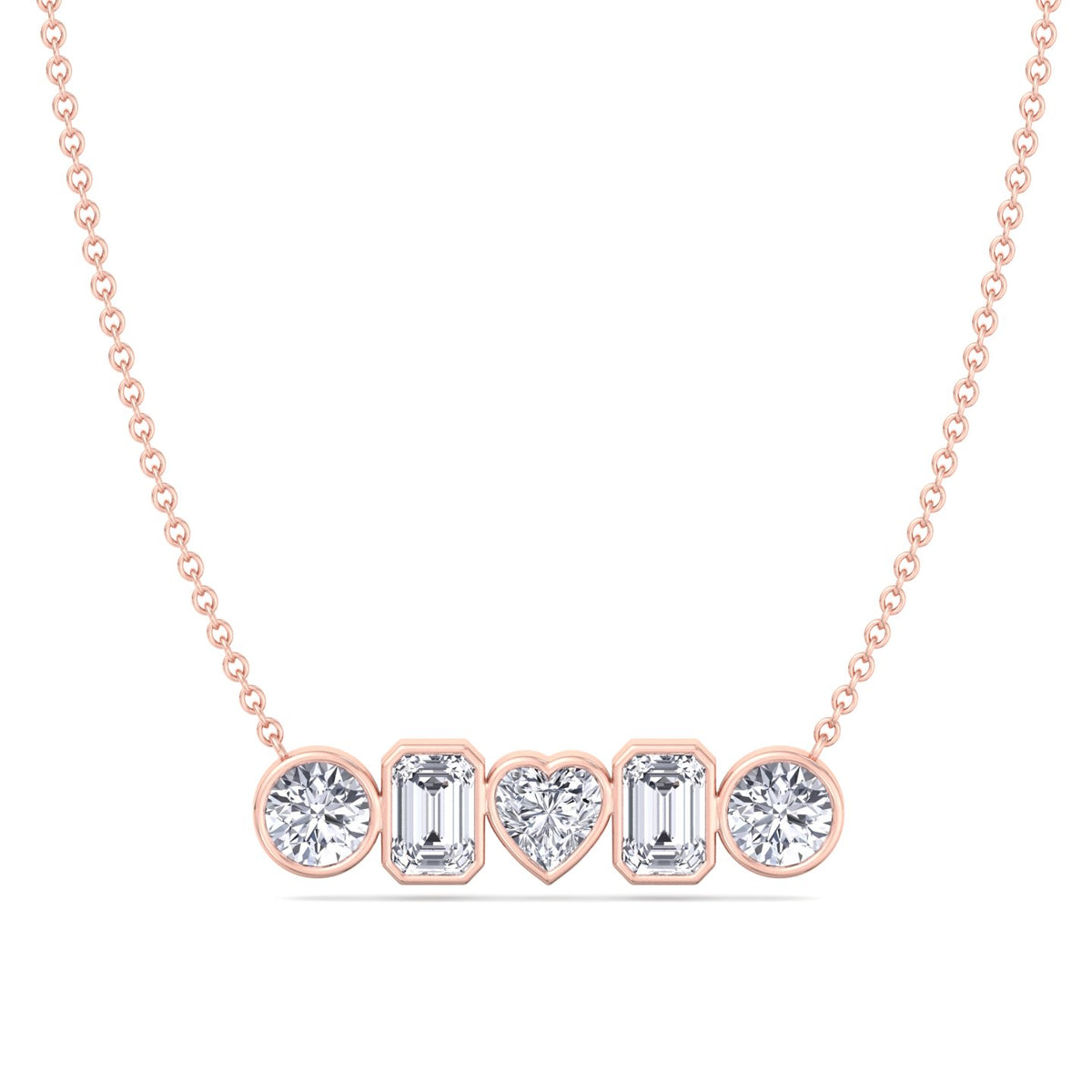 Carina - Three Shape Natural Diamond Pendant Necklace in Bezel Setting - Gem Jewelers Co