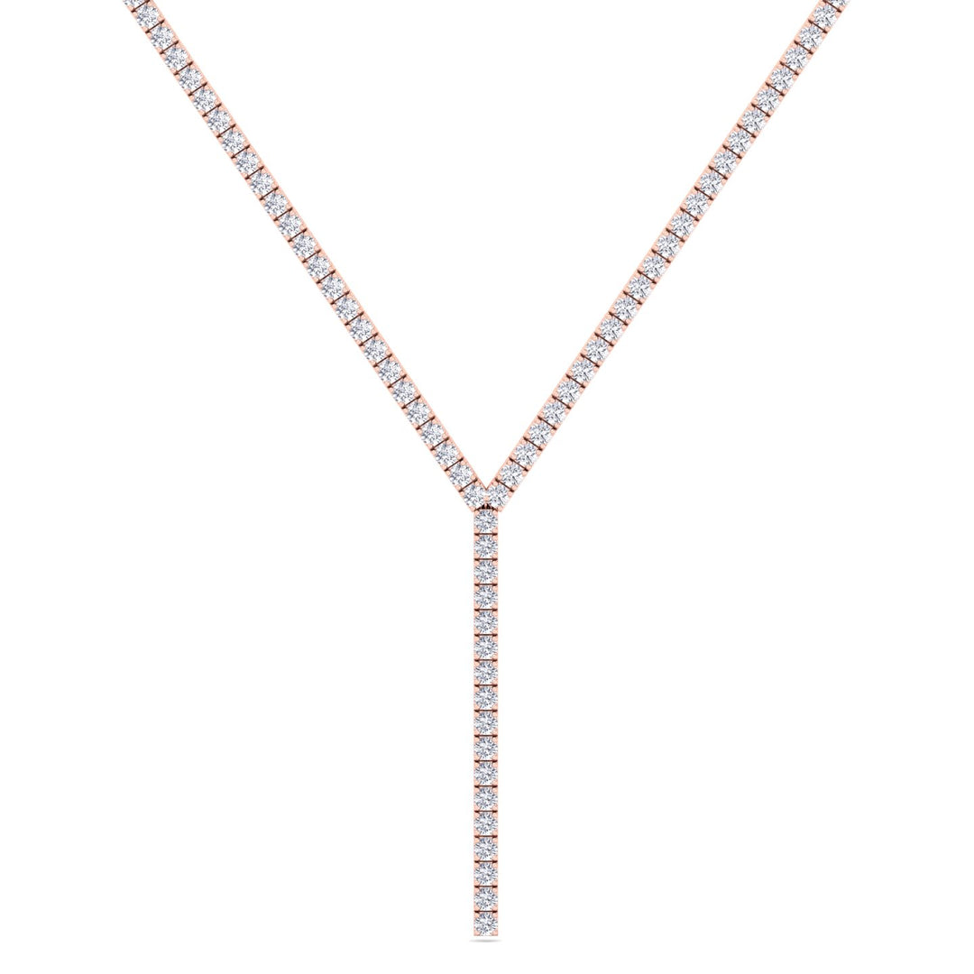 4 Prong Natural Diamond Y Drop Tennis Necklace RG