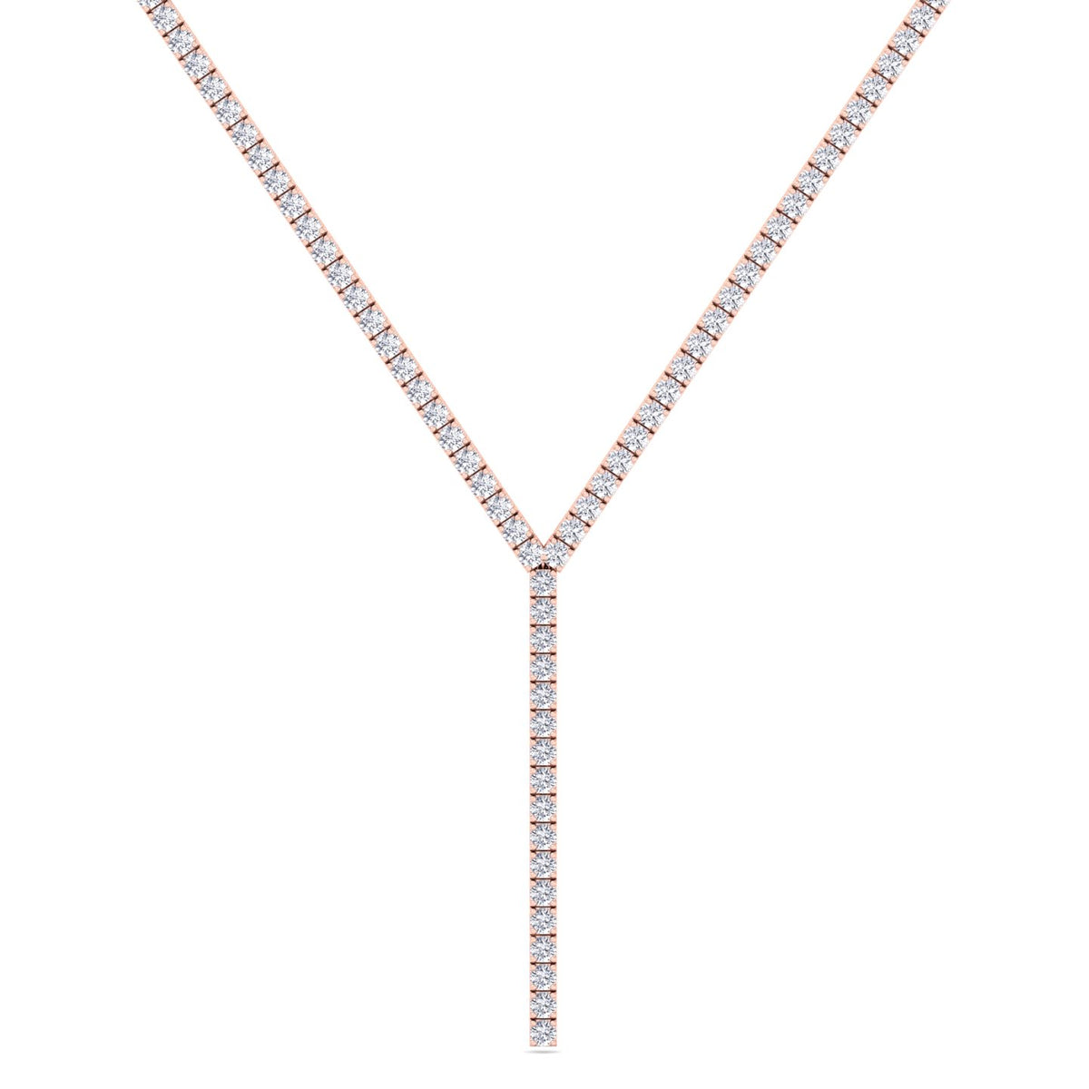 4 Prong Natural Diamond Y Drop Tennis Necklace RG