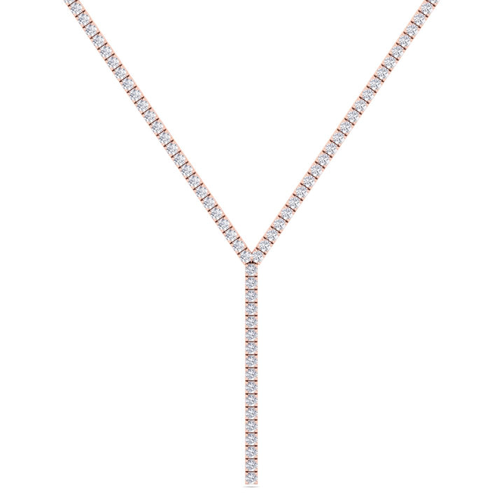4 Prong Natural Diamond Y Drop Tennis Necklace RG
