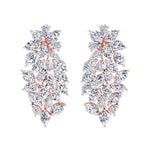 Cluster Pear and Marquise Shape Natural Diamond Drop Earrings Rose Gold 14K 
