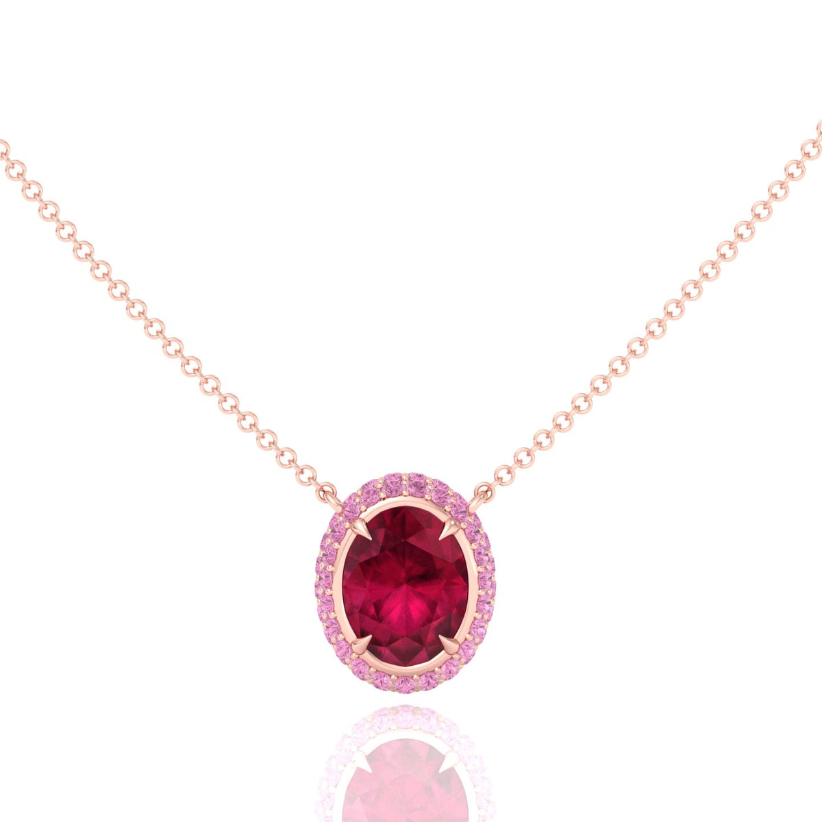 (3.5CT T.W.) Natural Pink Sapphire and Ruby Pendant Rose Gold 18K
