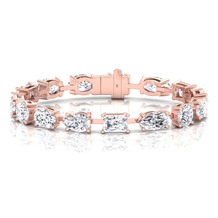Mixed Shape Natural Diamond Tennis Bracelet Rose Gold 18K