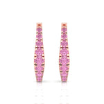Natural Pink Sapphire Graduated Round Shape Huggie Hoop Earrings RG 4