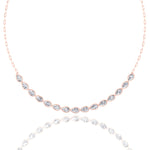 Paper Clip and Pear Shape Bezel Set Diamond Tennis Necklace Rose Gold 
 18K