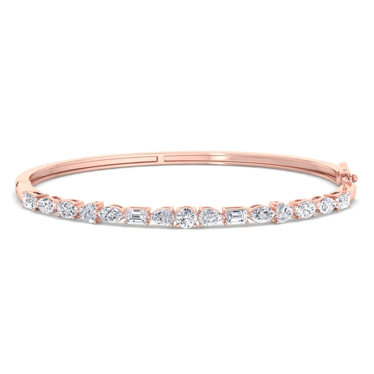 Multi shape natural diamond bracelet 14K rose gold