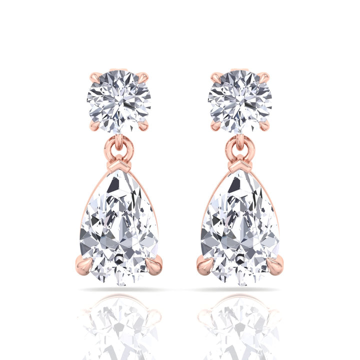 Round and Pear Shape Natural Diamond Drop Earrings