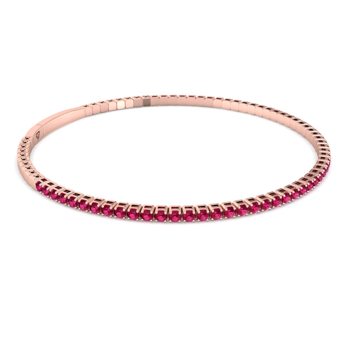 Rossa - Flexible Natural Red Ruby Bangle in 14K Rose Gold - Gem Jewelers Co 2