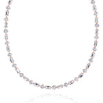 Alternating Emerald and Round Natural Diamond Tennis Necklace Rose Gold 14K