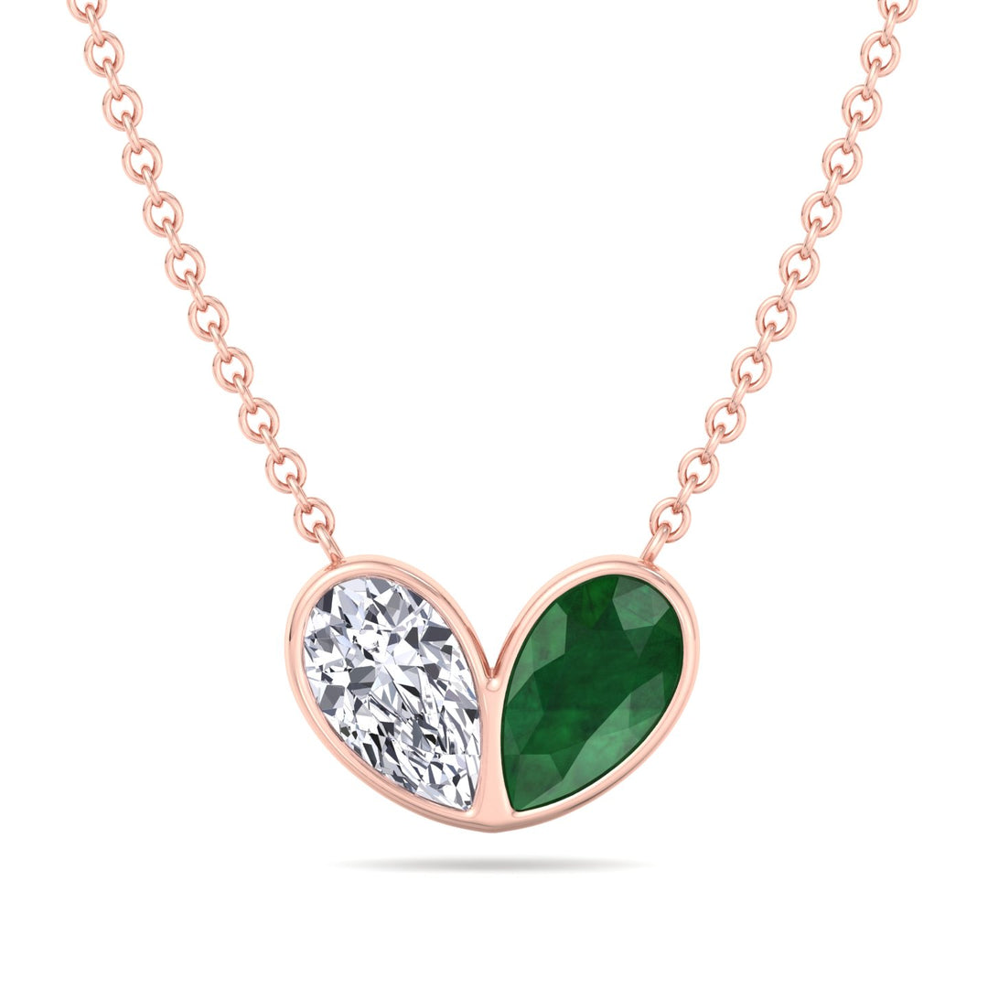 Patriz - Pear Shape Green Emerald and Natural Diamond Pendant Necklace - Gem Jewelers Co