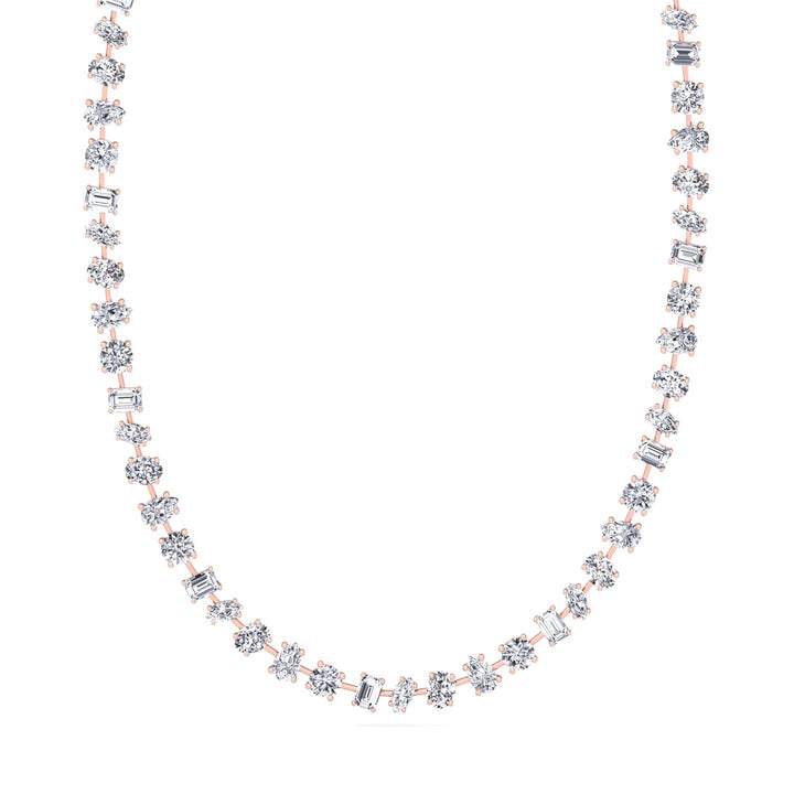 Multi Shape Natural Diamond Tennis Necklace in Prong Setting