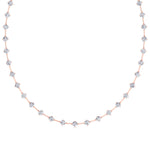 4-Prong Round Natural Diamond Bar Necklace Rose Gold 18K