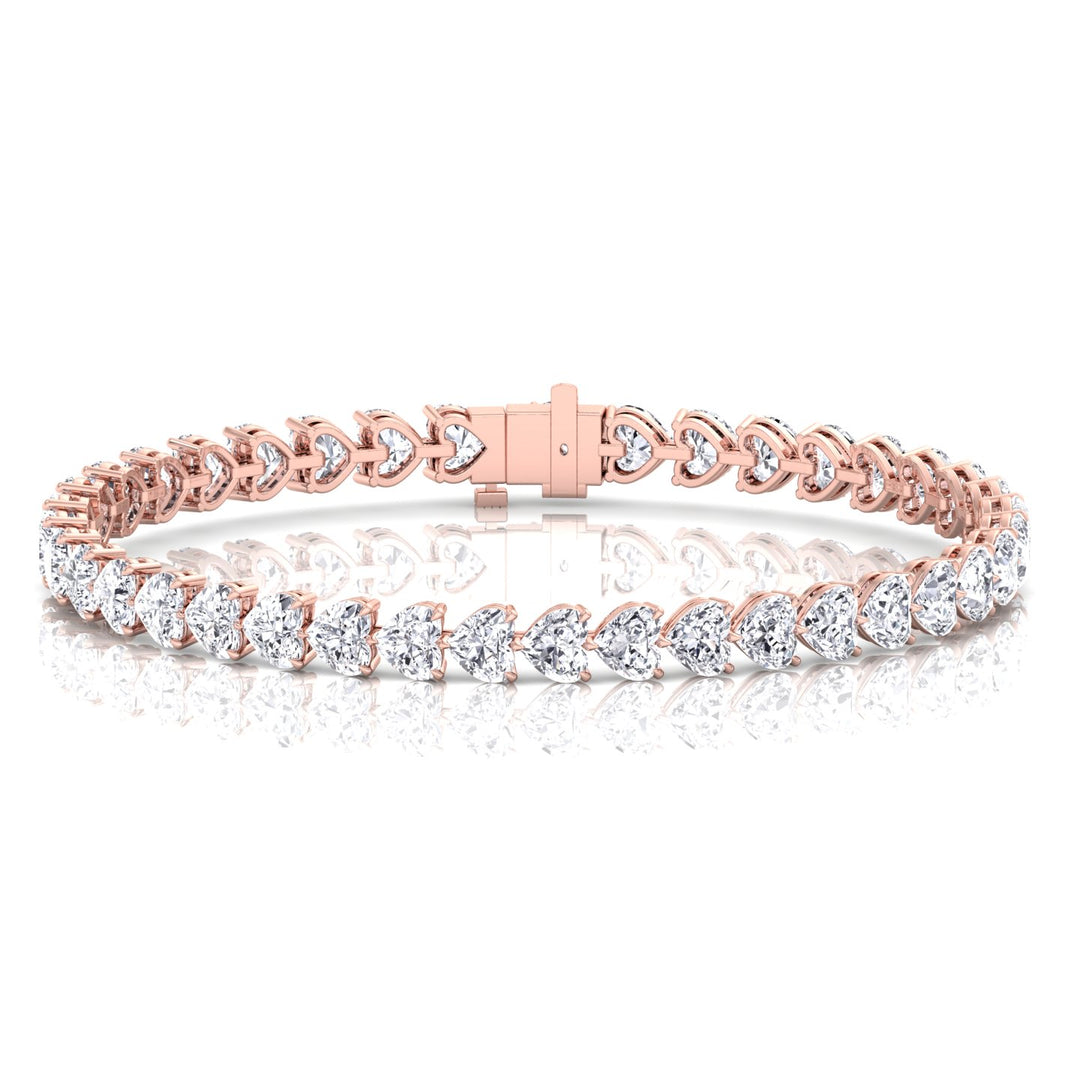 East to West Heart Shape Natural Diamond Tennis Bracelet Rose Gold 