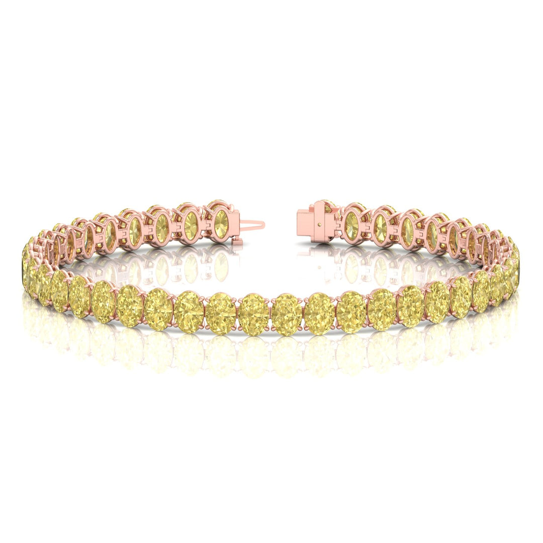 20CT Oval Shape Natural Fancy Yellow Diamond Tennis Bracelet