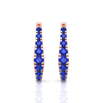 Natural Blue Sapphire Graduated Round Shape Huggie Hoop Earrings  RG 4