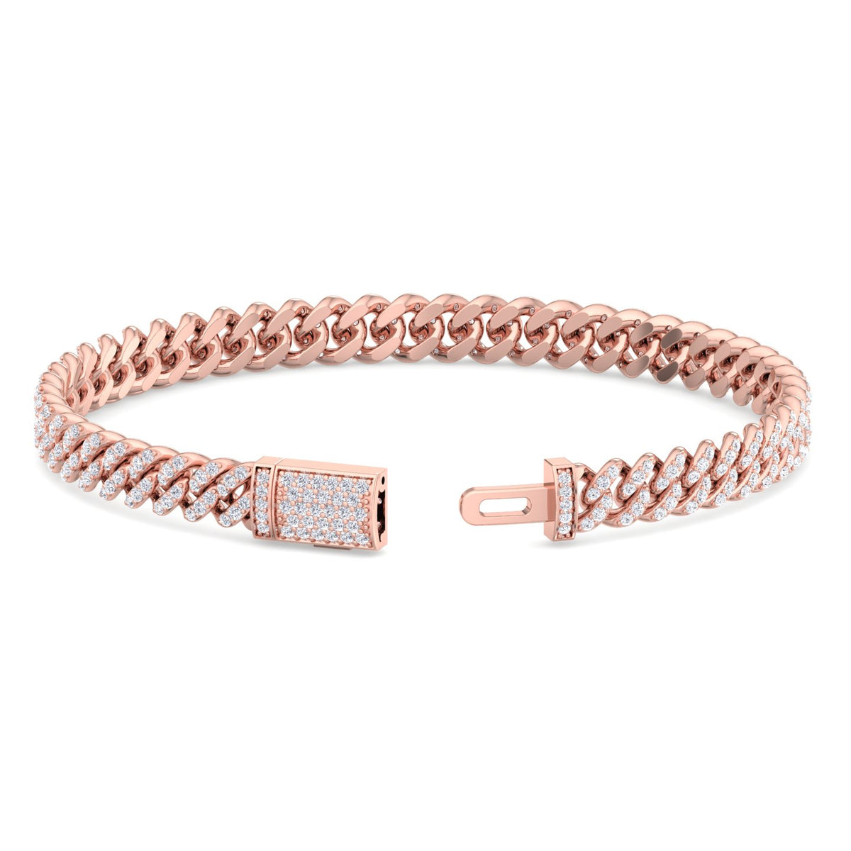 5.5mm diamond Cuban link bracelet rose gold