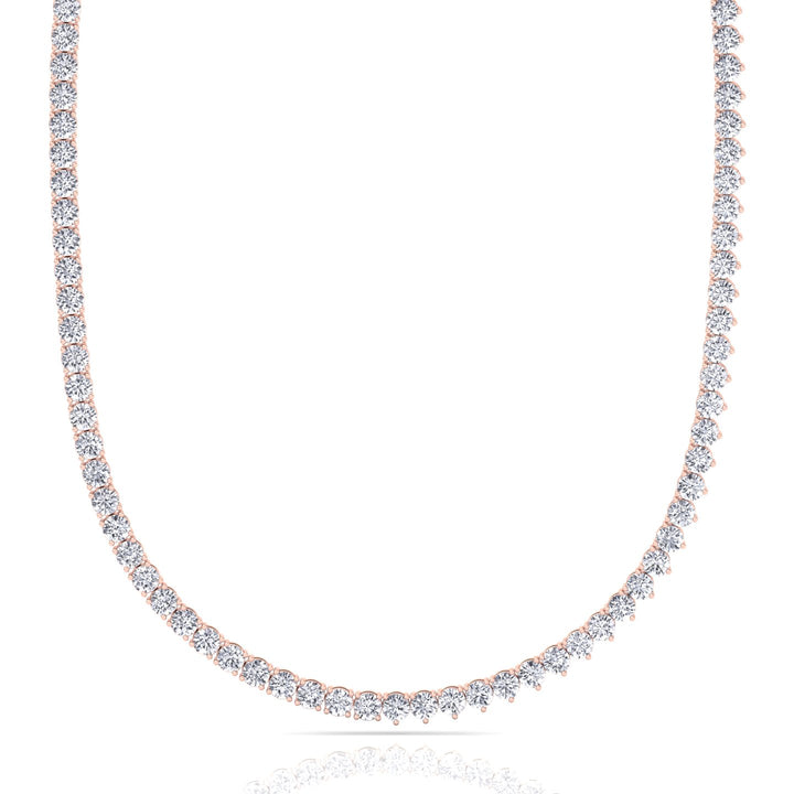 Double Setting Natural Diamond Tennis Necklace (3-Prong & 4-Prong) in 14K Solid Gold Rose 8CT
single latch clasp