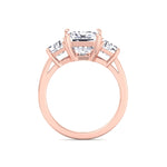 Paolina - 3 Stone Emerald & Trapezoid Diamond Engagement Ring - Gem Jewelers Co