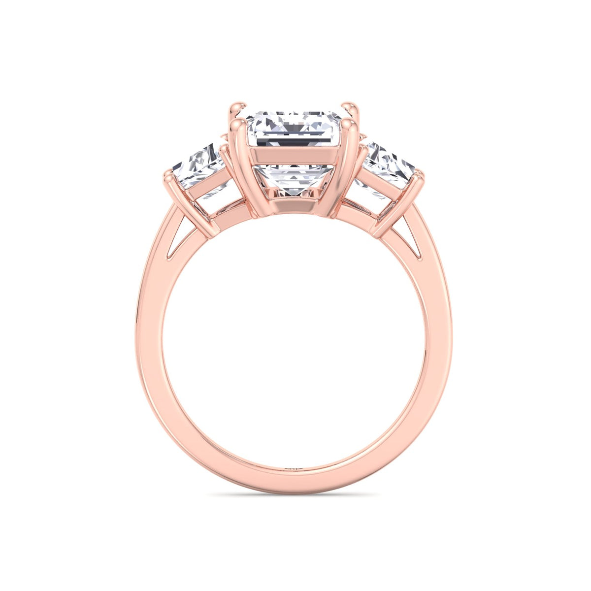 Paolina - 3 Stone Emerald & Trapezoid Diamond Engagement Ring - Gem Jewelers Co
