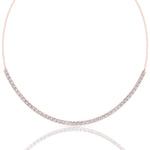 Halfway 4-Prong Natural Diamond Tennis Necklace Rose Gold 18K