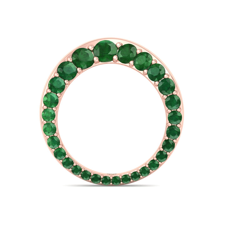 Natural Green Emerald Invisible Halo Eternity Band Rose Gold 18K