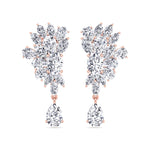 Cluster Marquise and Pear Shape Natural Diamond Drop Earrings Rose Gold 14K