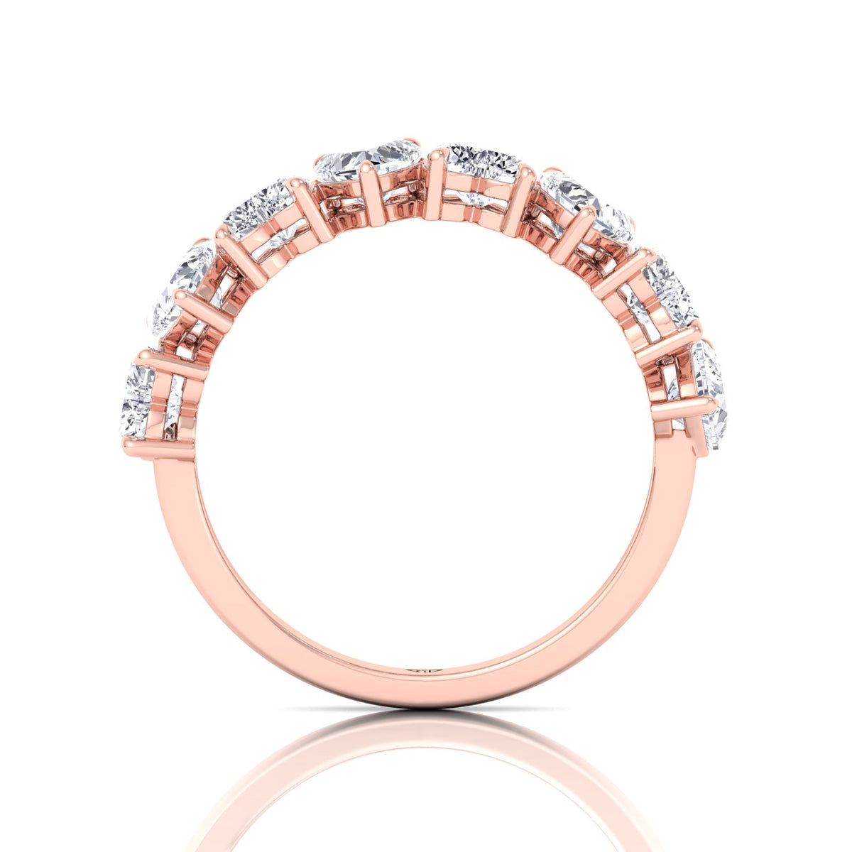 Heart Shape Half Way Natural Diamond Eternity Band Rose Gold 