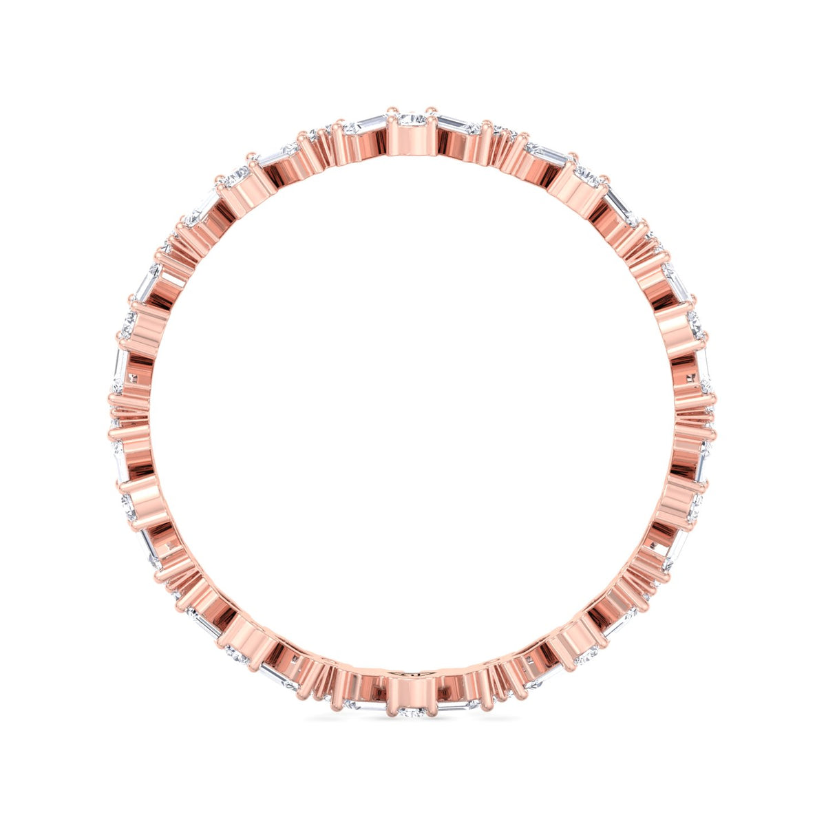 Delfina - Baguette and Round Shape Diamond Offset Band - Gem Jewelers Co