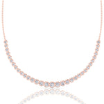 Halfway Graduated Bezel Set Natural Diamond Tennis Necklace Rose Gold 18K