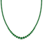 4 Prong Graduated Natural Green Emerald Tennis Necklace Rose Gold 18K