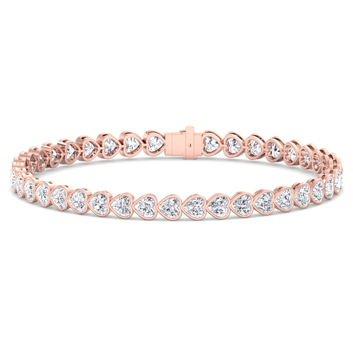 Elaria - East to West Heart Shape Bezel Set Natural Diamond Tennis Bracelet - Gem Jewelers Co